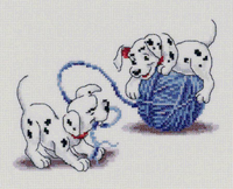 101 долматинец - собачки пара клубок ниток - предпросмотр