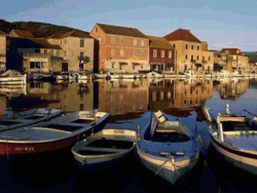 Хорватия - лодка, дома, город, вода - предпросмотр