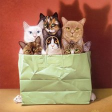 Оригинал схемы вышивки «коты в пакете» (№142887)