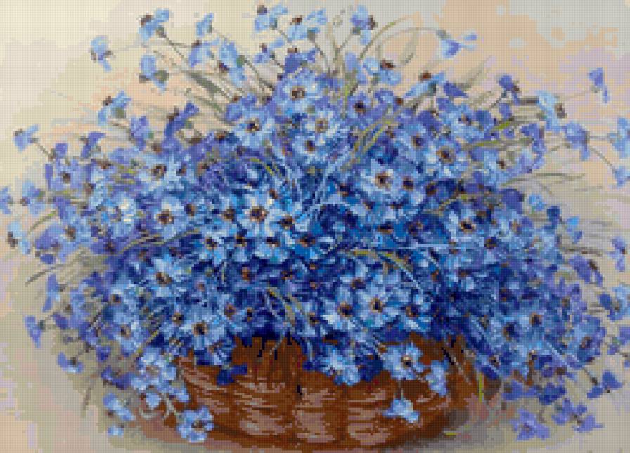 голубые цветы - цветы, лето, акварель - предпросмотр