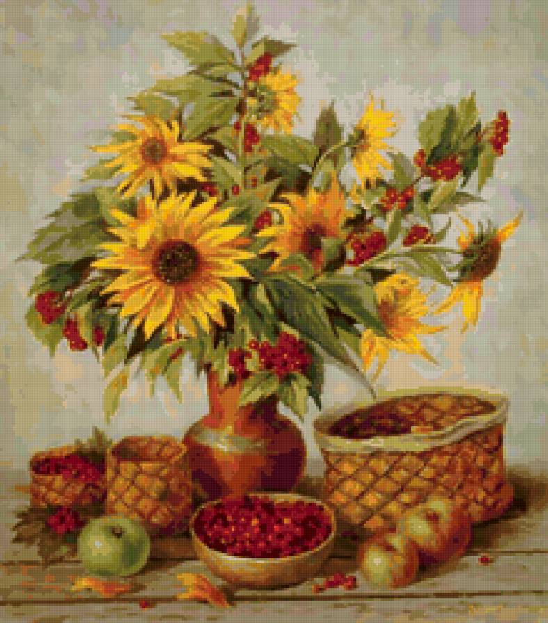 Натюрморт - ягоды, натюрморт, фрукты, букет, цветы - предпросмотр