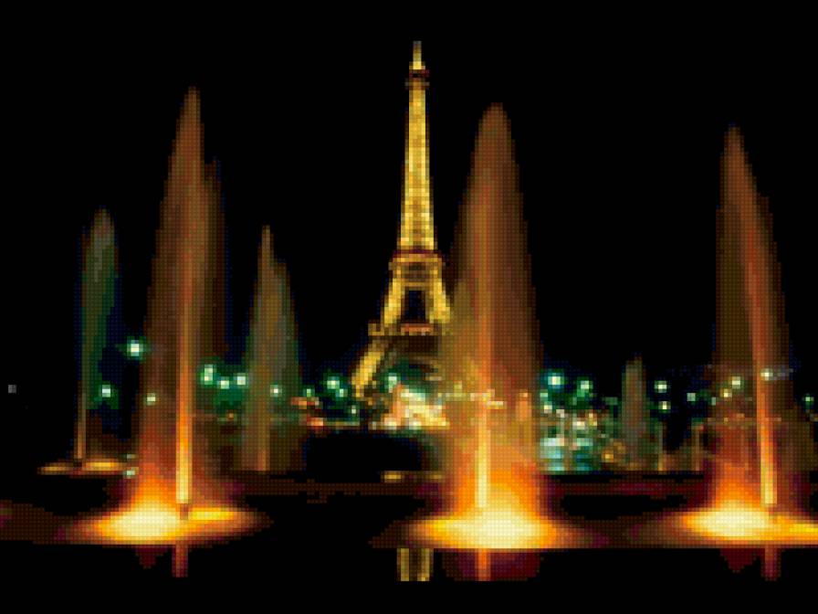 Париж - красота, ночь, фонтаны, пейзаж, башня, париж - предпросмотр