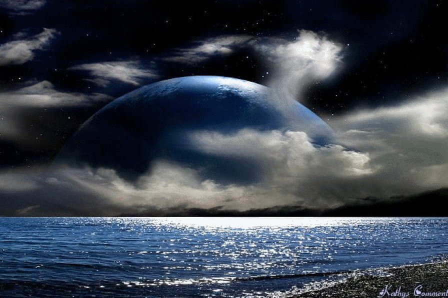 Ночь Луны - полнолуние, вода, море, ночь - оригинал