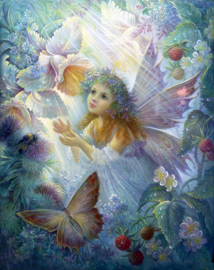 Серия "Ангелы" - лето, ангелы, цветы, бабочки, девушка - оригинал
