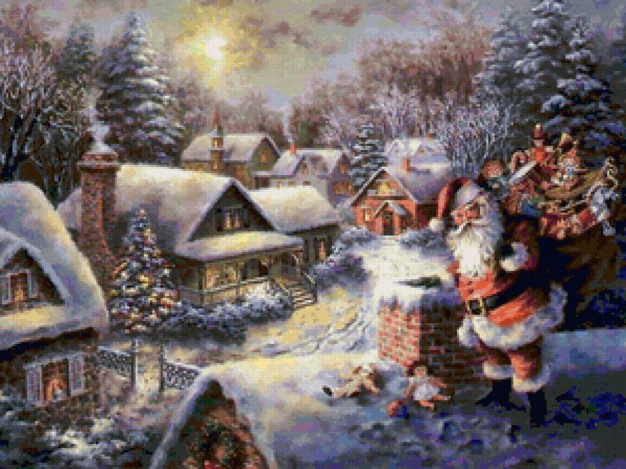Подарок от Санта Клауса - волшебствч, новый год, рождество, санта клаус, подарок, открытка - предпросмотр