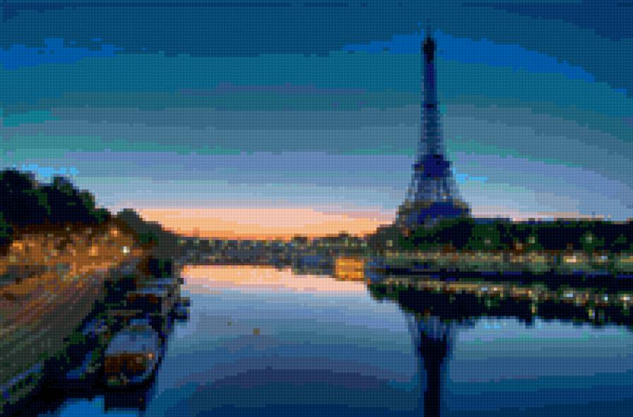 Париж - башня, ночь, париж, природа, пейзаж - предпросмотр