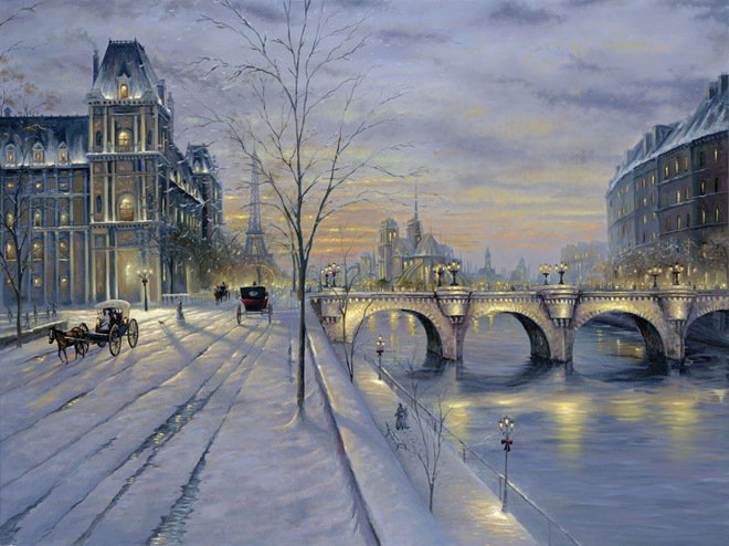Париж зимой - природа, зима, париж, пейзаж, снег - оригинал
