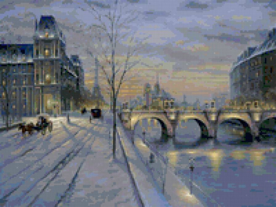 Париж зимой - природа, снег, париж, пейзаж, зима - предпросмотр