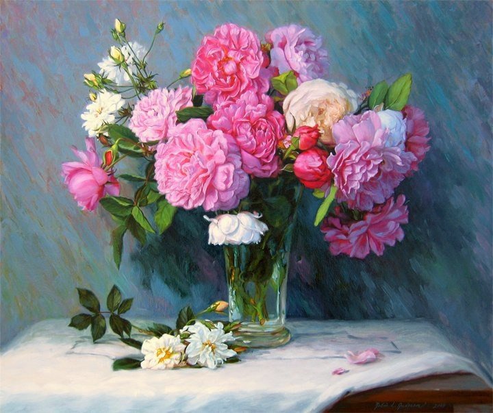 Робин Андерсон - букеты, красота, цветы, натюрморты, вазы, розы и пионы - оригинал