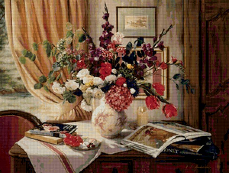 Робин Андерсон - натюрморты, вазы, розы и пионы, цветы, красота, букеты - предпросмотр