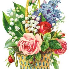 Оригинал схемы вышивки «цветы в корзине» (№145665)