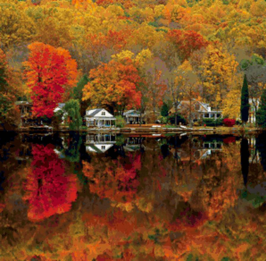 Осень - вода, пейзаж, природа, отражение, лес, красота, осень - предпросмотр