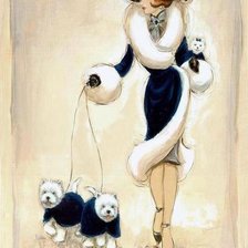 Схема вышивки «Дама с  собачками»