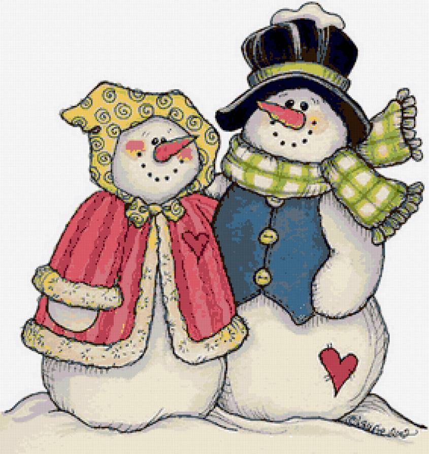 Снеговички - снеговики, новогоднее, зима, детское - предпросмотр