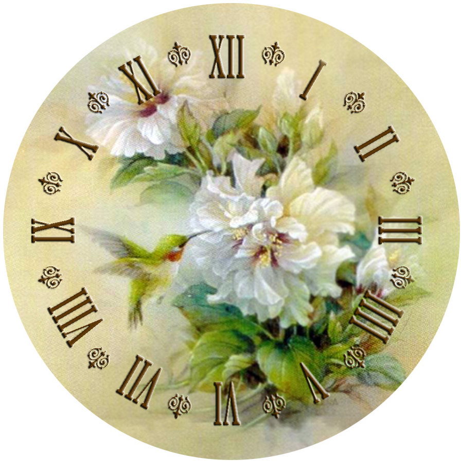колибри и цветы - цветы, часы - оригинал