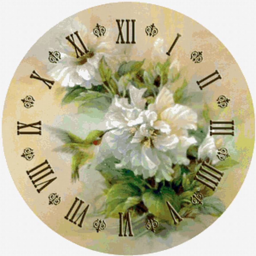 колибри и цветы - часы, цветы - предпросмотр
