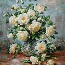 Оригинал схемы вышивки «белые розы» (№147189)