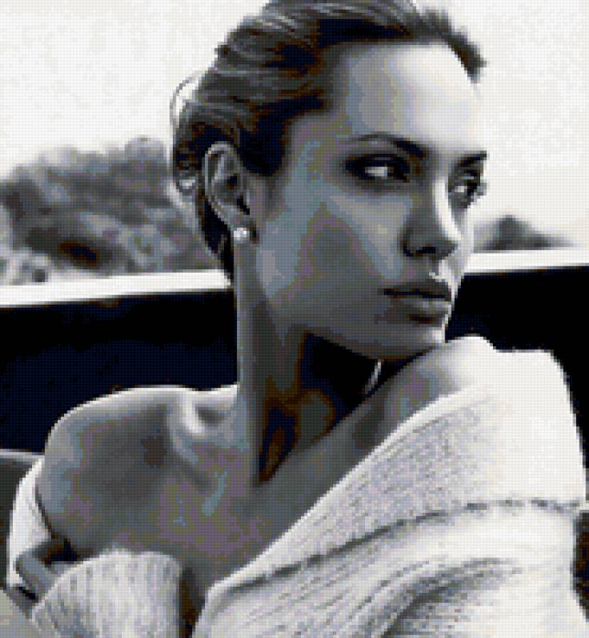 Анджелина  Джоли - красота, актриса, черно-белая картина, женщина - предпросмотр