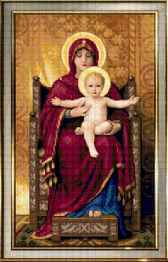 Богородица с младенцем на троне - богородица с младенцем на троне, религия, икона - предпросмотр
