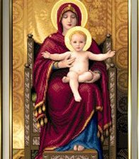 Схема вышивки «Богородица с младенцем на троне»