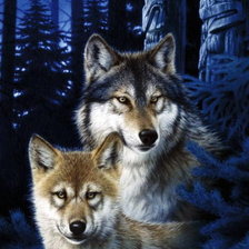 Оригинал схемы вышивки «пара волков» (№147381)