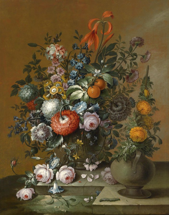 Натюрморт цветы и цитрус - Gabriel Henriquez de Castrо - gabriel henriquez de castro, натюрморт, цветы, цитрус - оригинал