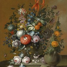 Натюрморт цветы и цитрус - Gabriel Henriquez de Castrо