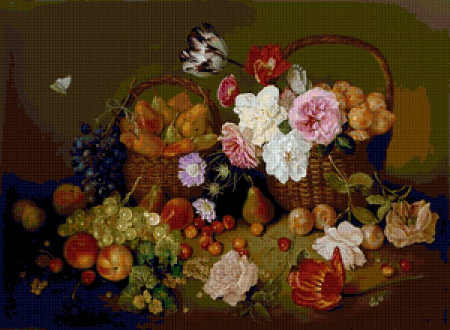 ORCHARD HARVEST Oil on canvas - фрукты, цветы, orchard harvest, натюрморт, oil on canvas - предпросмотр