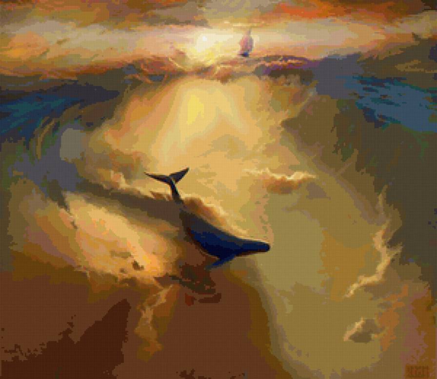Сказка - кит, корабль, красота, природа, море - предпросмотр