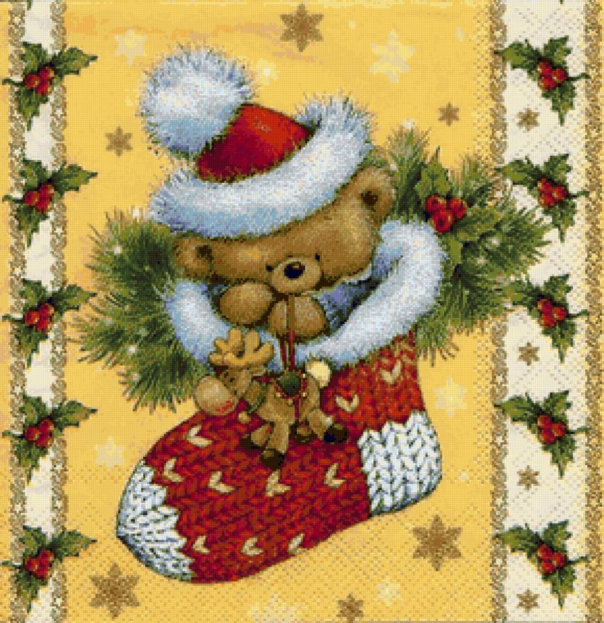 Рождественская - сапожок, рождество, деткам, новый год, мишка, медвежата, подарок - предпросмотр
