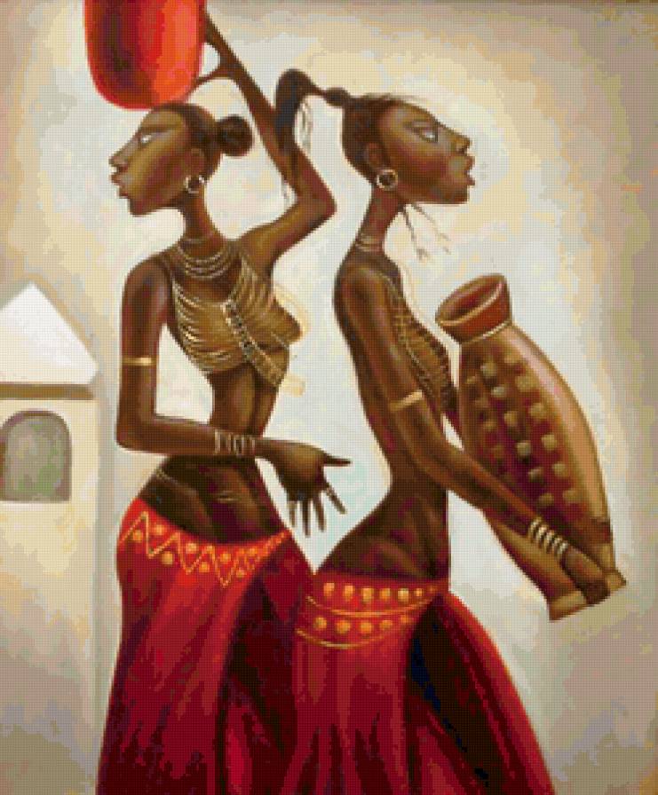 Африканские мотивы - портрет, живопись, африка, этнос - предпросмотр