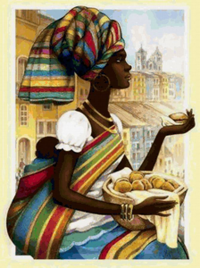 Африканские мотивы-1 - живопись, портрет, девушка, африка, этнос - предпросмотр