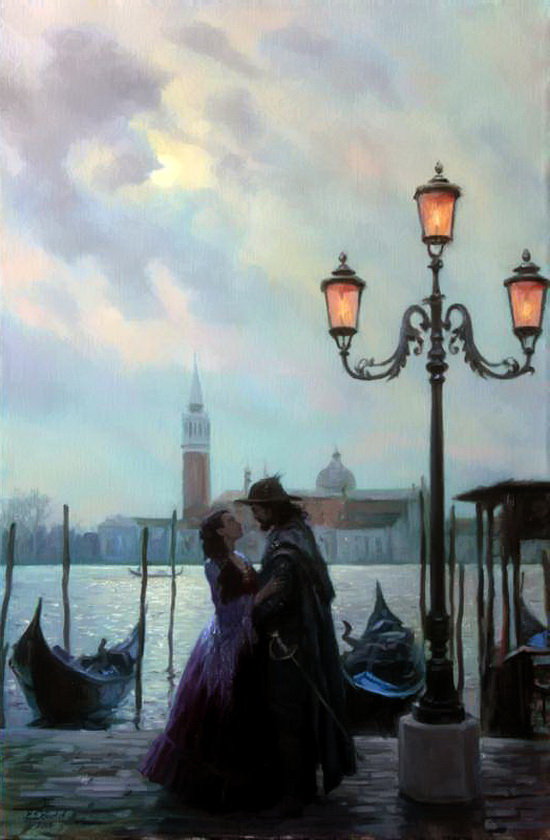 Свидание - городской пейзаж, свидание, пара, романтика, венеция, вечер - оригинал