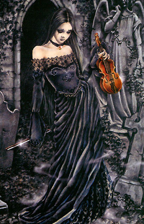 Скрипачка - девушка, скрипачка, готика, женский образ - оригинал