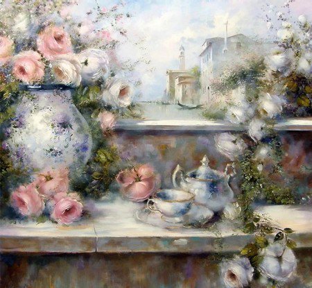 Чайная роза - цветы, розы, чаепитие - оригинал