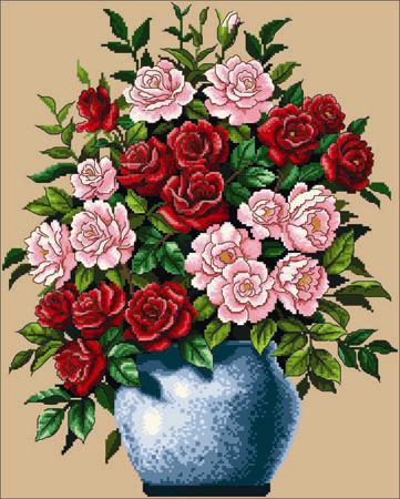 №149219 - ваза, розы, цветы, букет - оригинал
