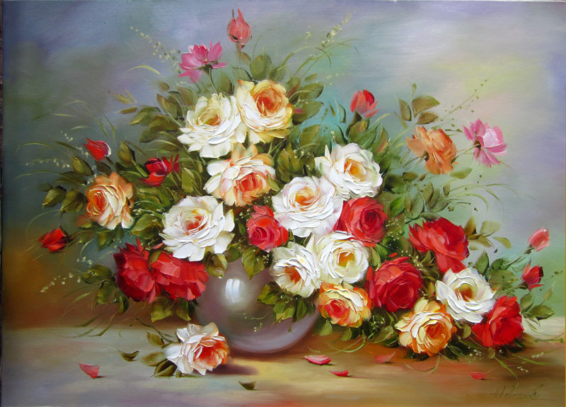 №149311 - букет, ваза, цветы, розы - оригинал