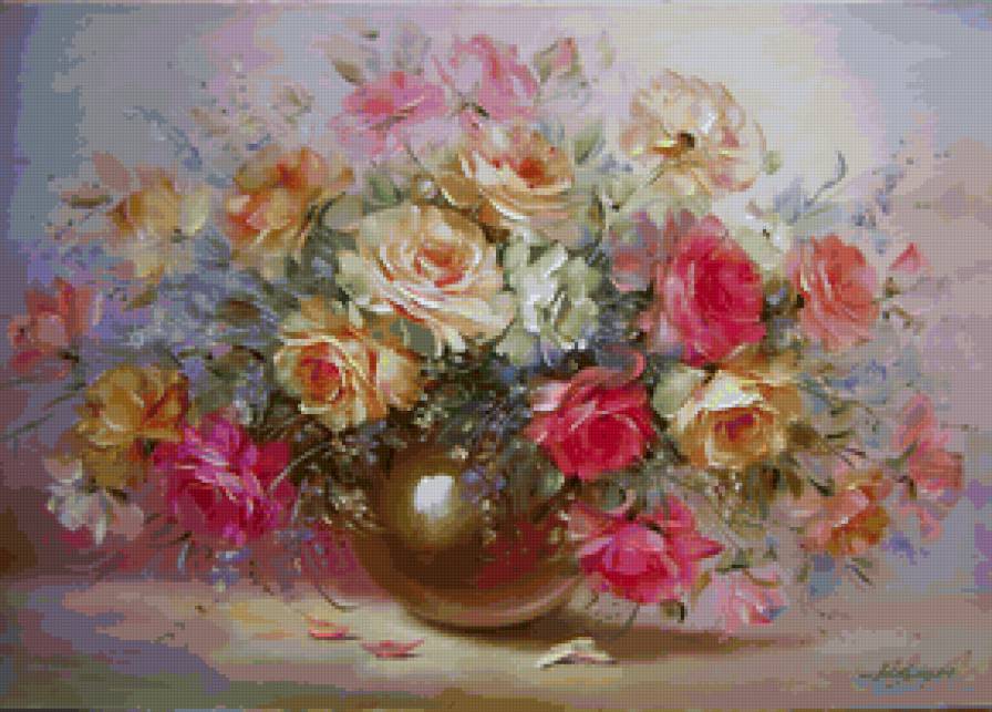 нежность - цветы, ваза, букет, розы - предпросмотр