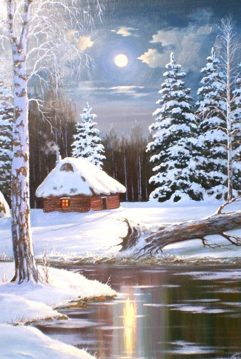 №149613 - лес, снег, зима, дом - оригинал