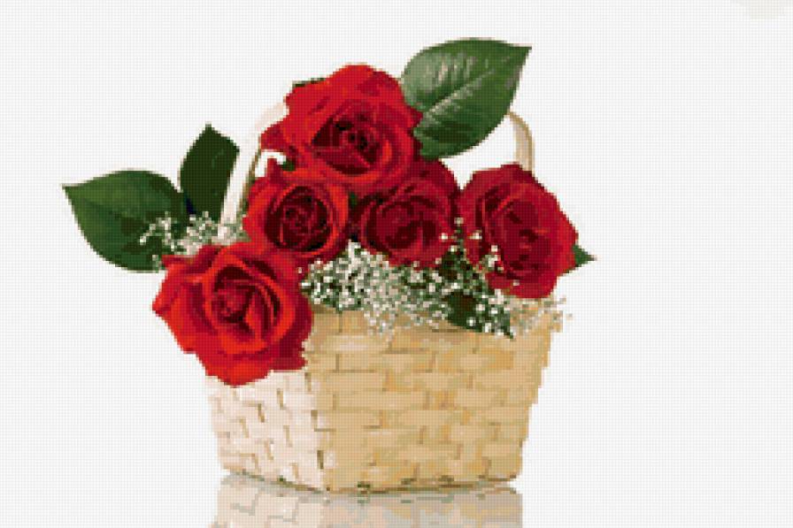 Корзина с розами - открытка, букет, корзина, цветы - предпросмотр
