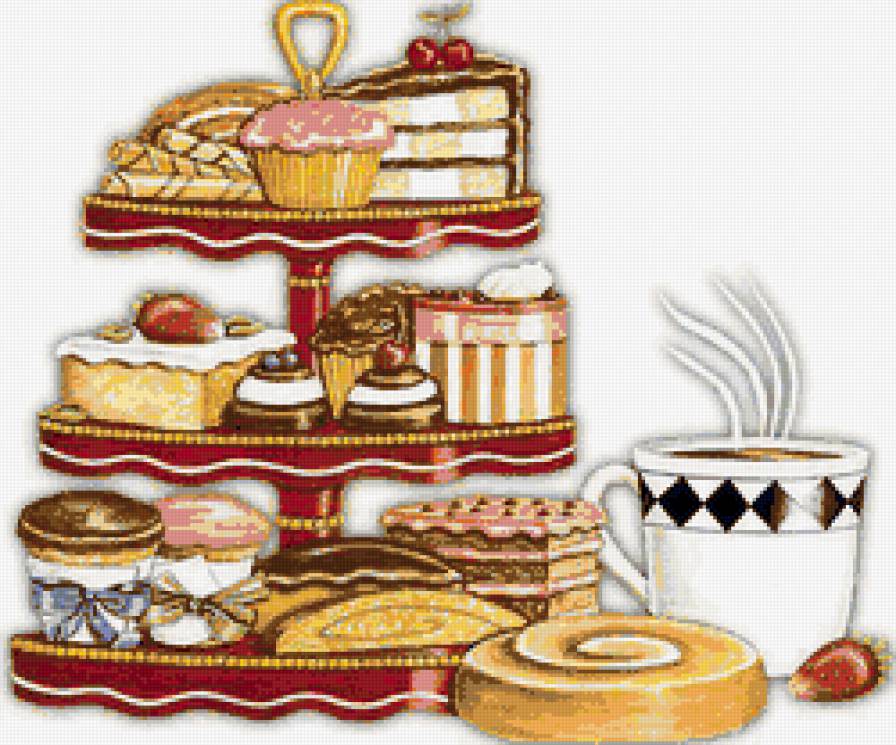 Кофе с пирожными - натюрморт, еда, для кухни, кофе, пирожное - предпросмотр