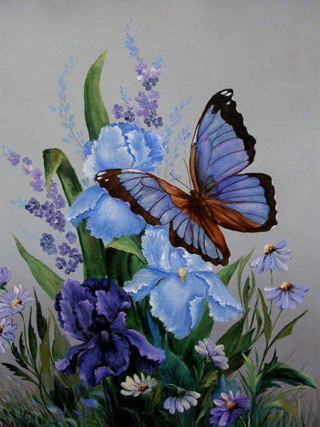 бабочка на цветах - оригинал