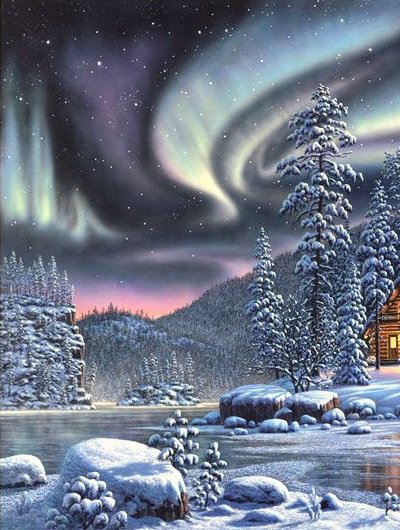 Триптих Зима (1 ч середина) - ягоды, сказка, зима, природа - оригинал