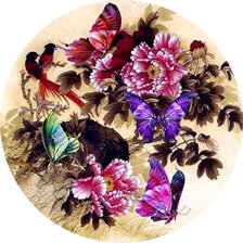 Оригинал схемы вышивки «бабочки на цветах» (№152051)