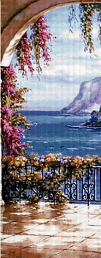 Триптих Пейзаж (2часть) - красота, картина, пейзаж, море, домик - предпросмотр