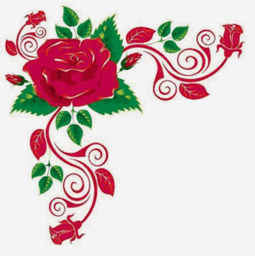 Розы для скатерти. Уголок - цветочный узор, цветы, векторная графика, для скатерти, розы - предпросмотр