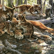 Схема вышивки «семья леопардов»