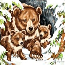 Оригинал схемы вышивки «медведи в берлоге» (№153851)
