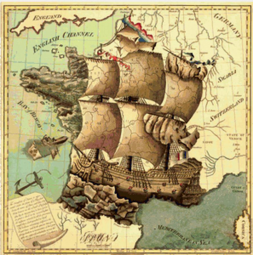 №153932 - корабль, море, карта - предпросмотр