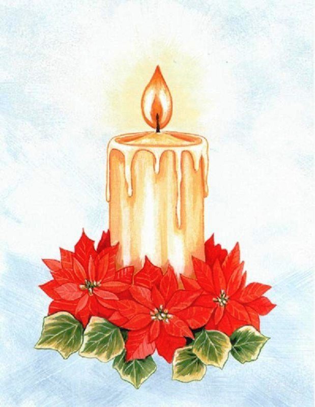 рождественская свеча - свеча, рождество, панно, новый год, цветы, пуансетия, праздник - оригинал
